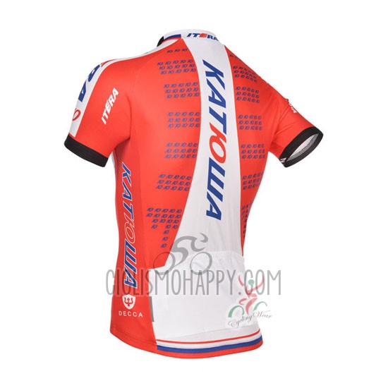 Katusha Cycling Jersey Bib Short 2014 Short Sleeve White and Red